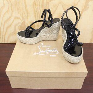 Christian Louboutin Mafaldina Zeppa 120 Black Platform Wedge Sandal Heel Pump 38